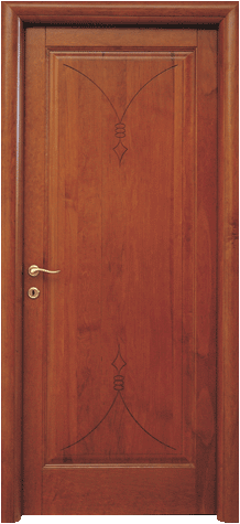 Porta in legno massello - Porta in ciliegio con incisione e telaio bombato
